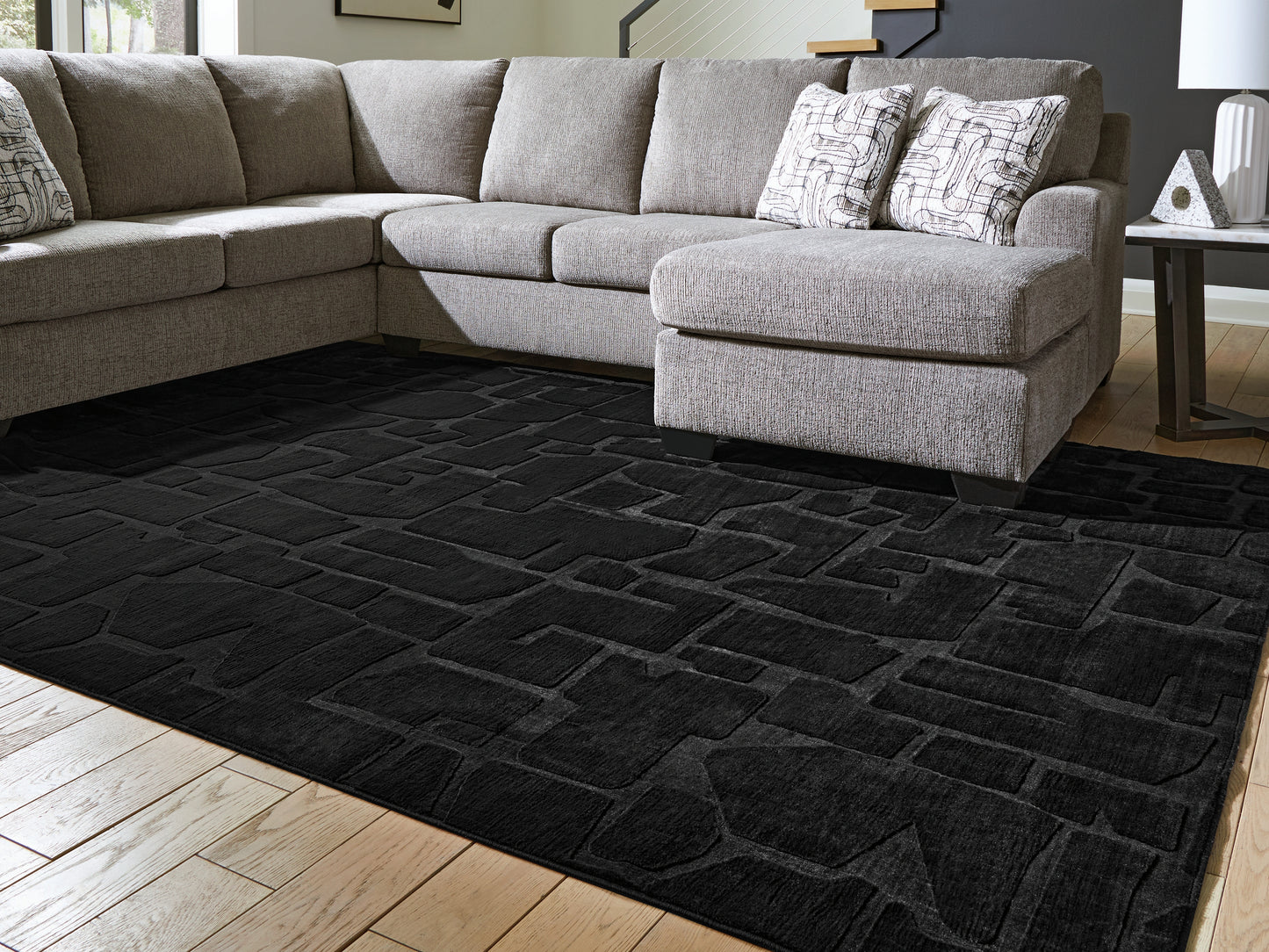 Cape Furniture Outlet - Ashley Furniture - Gibbswell Rug - Washable 8' x 10' Area Rug / Black - R407461