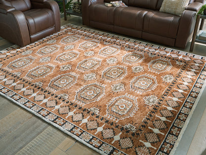 Cape Furniture Outlet - Ashley Furniture - Qaabiz Rug - 7'8" x 10' Area Rug / Sienna/Ivory/Black - R407521