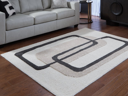 Cape Furniture Outlet - Ashley Furniture - Davismour Rug - 5' x 7' Area Rug / Ivory/Taupe/Charcoal - R407562