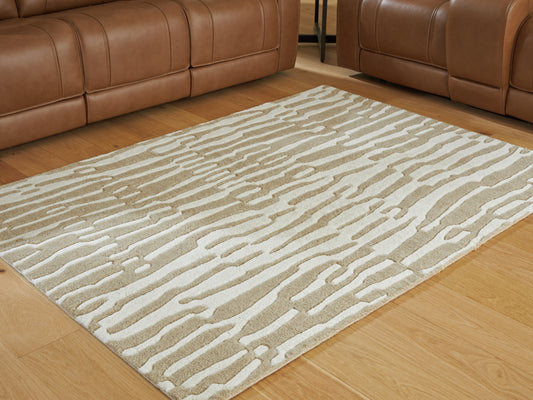 Cape Furniture Outlet - Ashley Furniture - Corrbell Rug - 5' x 7' Area Rug / Beige/White - R407632