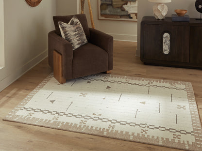 Cape Furniture Outlet - Ashley Furniture - Dot Rug - 5' x 7' Area Rug / Cream/Brown/Taupe - R407652