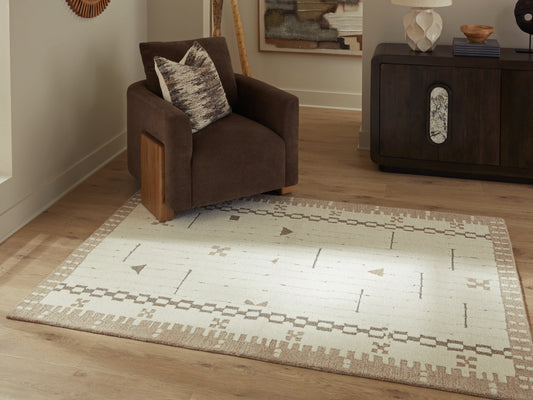 Cape Furniture Outlet - Ashley Furniture - Dot Rug - 5' x 7' Area Rug / Cream/Brown/Taupe - R407652