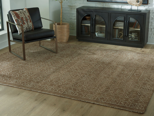 Cape Furniture Outlet - Ashley Furniture - Merrittman Rug - 5' x 7' Area Rug / Brown/Ivory - R407702