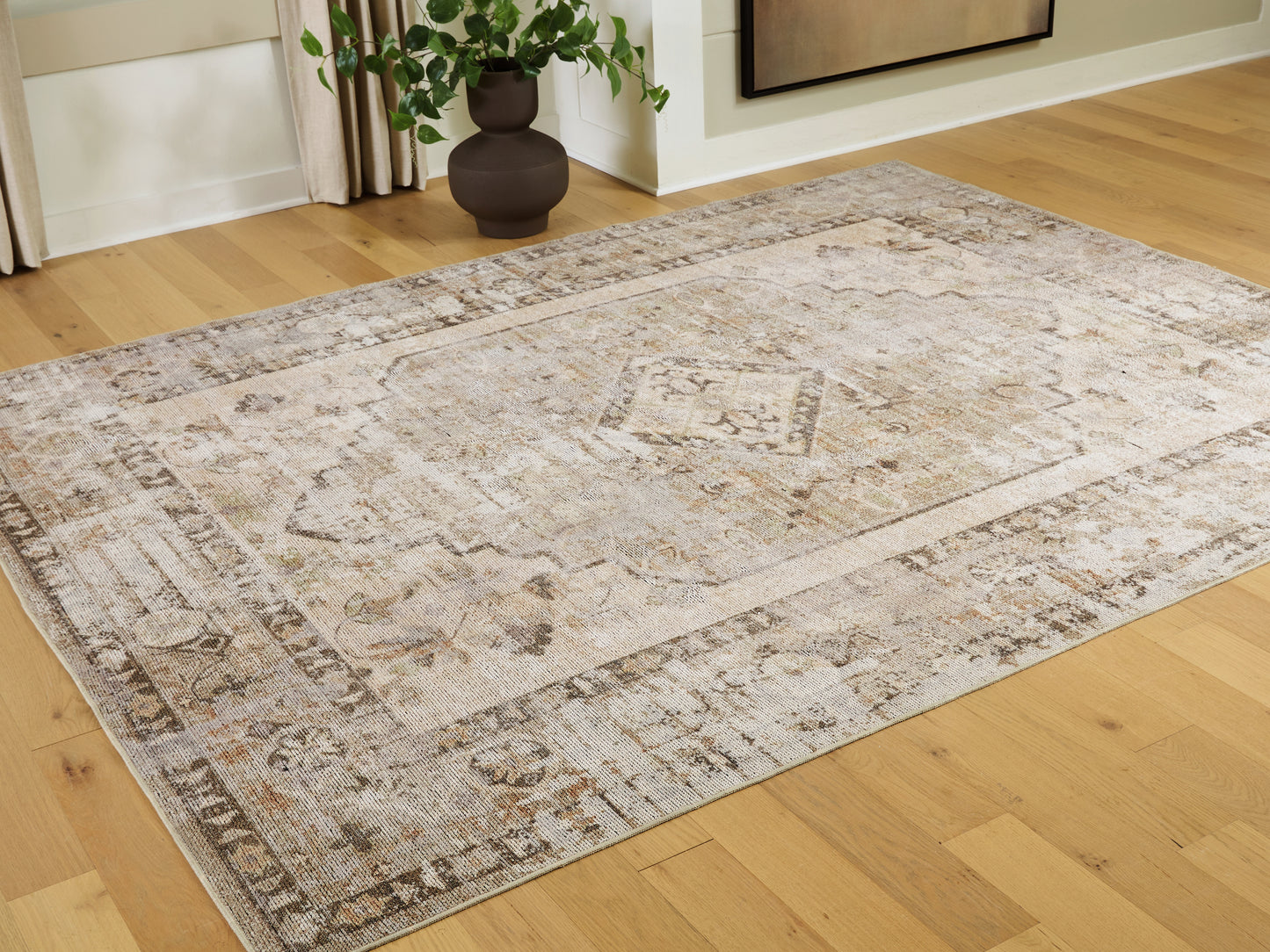 Cape Furniture Outlet - Ashley Furniture - Livdon Rug - Washable Large Rug / Brown/Beige/Gray - R407911