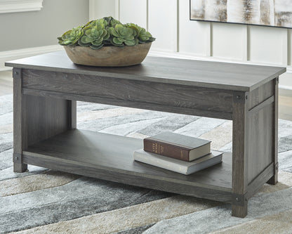 Cape Furniture Outlet - Ashley Furniture - Freedan Lift-Top Coffee Table - Rect Lift Top Cocktail Table / Grayish Brown - T175-9