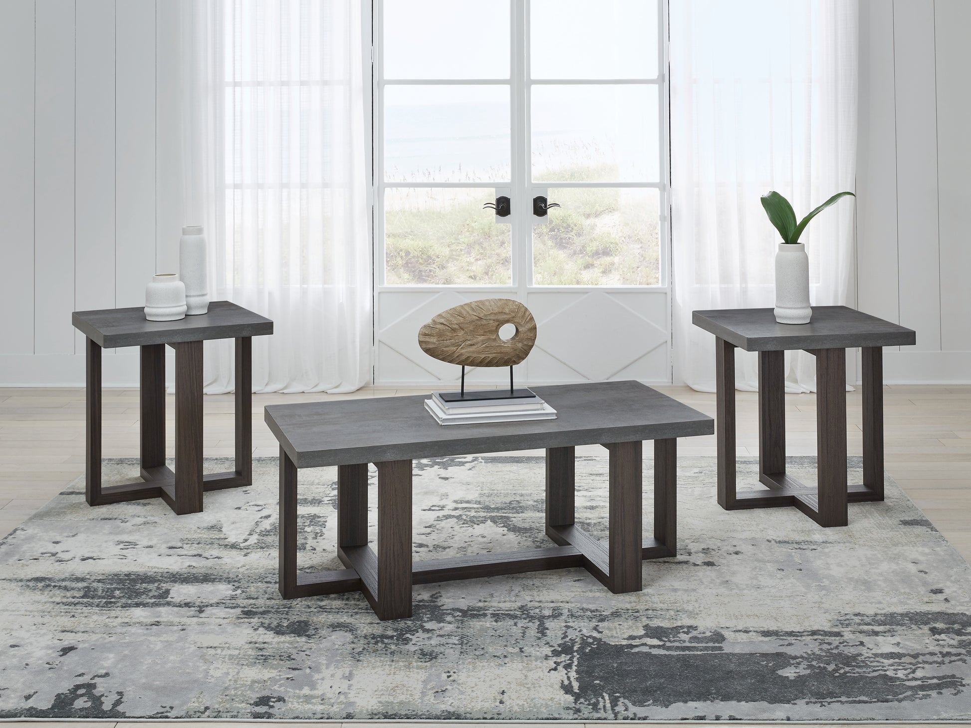 Cape Furniture Outlet - Ashley Furniture - Dynnford Table (Set of 3) - Occasional Table Set (3/CN) / Gray/Brown - T216-13