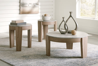 Cape Furniture Outlet - Ashley Furniture - Guystone Table (Set of 3) - Occasional Table Set (3/CN) / Light Brown - T237-13