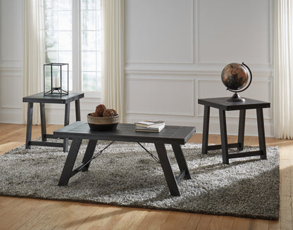 Cape Furniture Outlet - Ashley Furniture - Noorbrook Table (Set of 3) - Occasional Table Set (3/CN) / Black/Pewter - T351-13