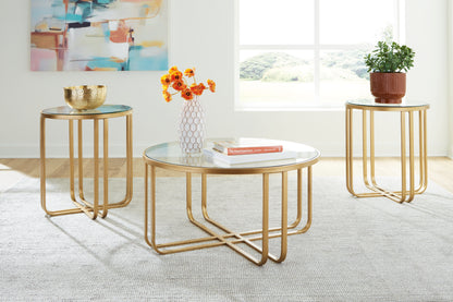 Cape Furniture Outlet - Ashley Furniture - Milloton Table (Set of 3) - Occasional Table Set (3/CN) / Gold - T398-13
