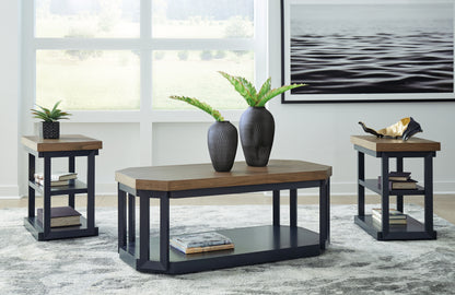Cape Furniture Outlet - Ashley Furniture - Landocken Table (Set of 3) - Occasional Table Set (3/CN) / Brown/Blue - T402-13