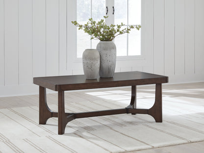 Cape Furniture Outlet - Ashley Furniture - Korestone Coffee Table - Rectangular Cocktail Table / Dark Brown - T438-1