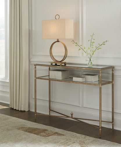Cape Furniture Outlet - Ashley Furniture - Cloverty Sofa Table - Sofa Table / Aged Gold Finish - T440-4