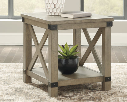 Cape Furniture Outlet - Ashley Furniture - Aldwin End Table - Rectangular End Table / Gray - T457-3