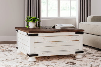 Cape Furniture Outlet - Ashley Furniture - Wystfield Coffee Table - Cocktail Table with Storage / White/Brown - T459-20