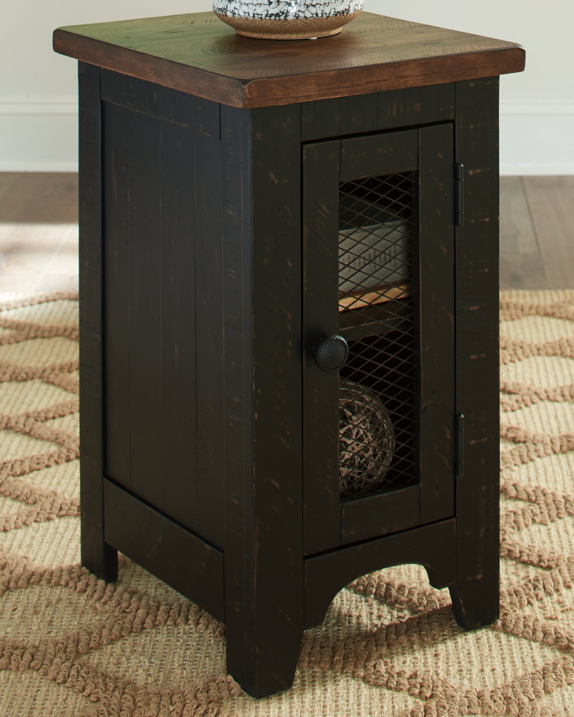 Cape Furniture Outlet - Ashley Furniture - Valebeck Chairside End Table - Chair Side End Table / Black/Brown - T468-7