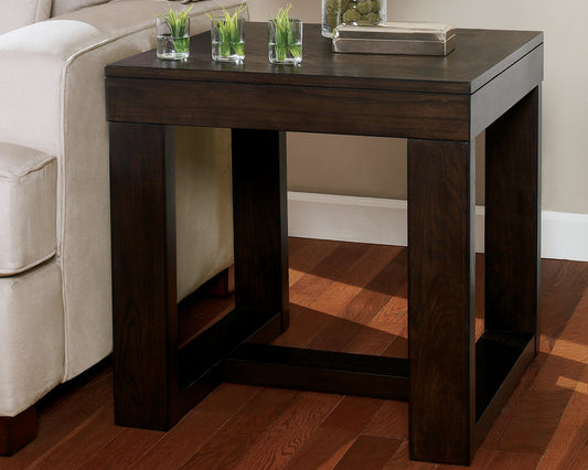 Cape Furniture Outlet - Ashley Furniture - Watson End Table - Square End Table / Dark Brown - T481-2
