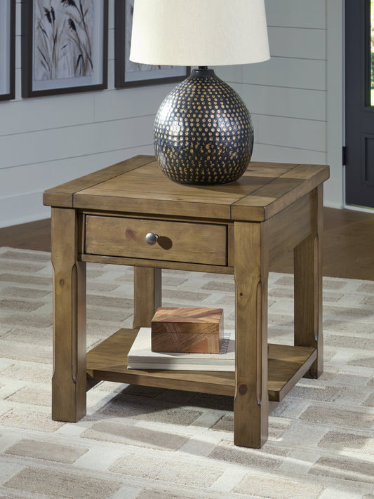 Cape Furniture Outlet - Ashley Furniture - Vandenmore End Table - Rectangular End Table / Medium Brown - T539-3