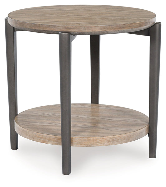 Cape Furniture Outlet - Ashley Furniture - Dyonton End Table - Round End Table / Light Grayish Brown - T574-6