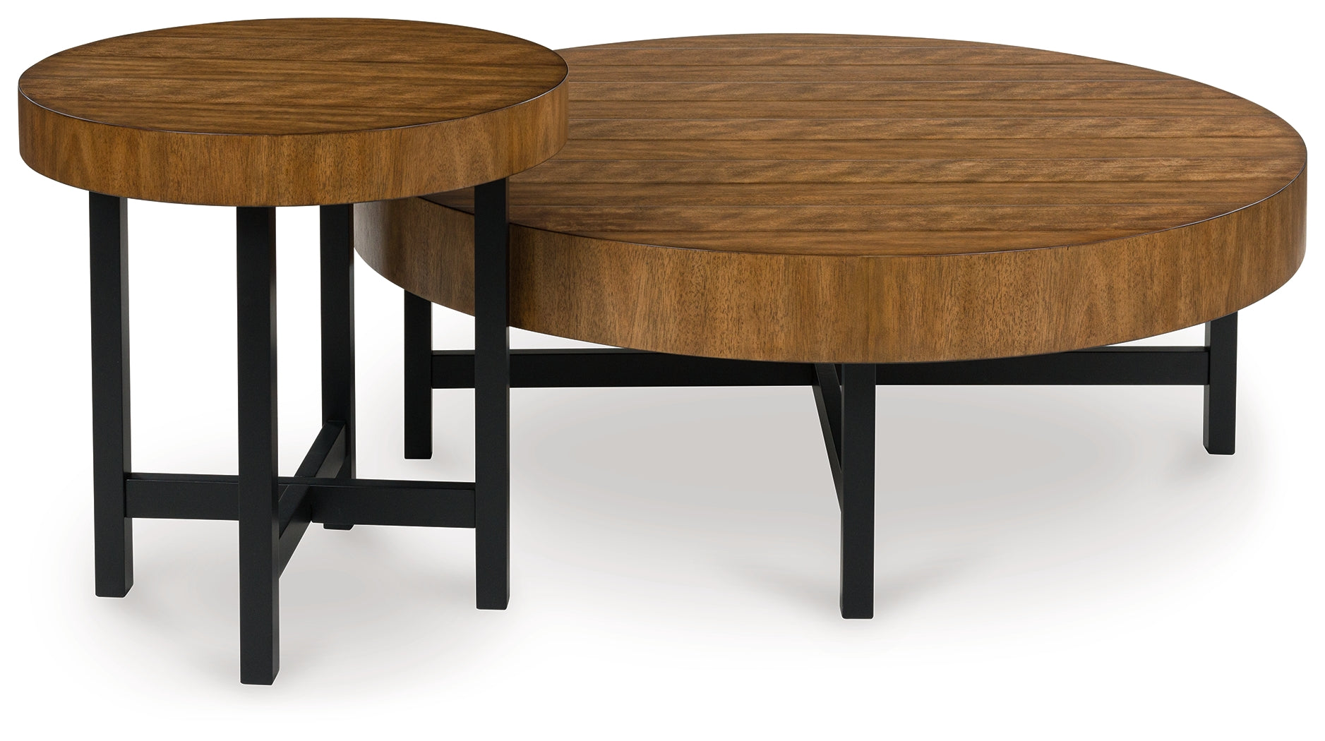 Cape Furniture Outlet - Ashley Furniture - Steenlage Table (Set of 2) - Occasional Table Set (Set of 2) / Brown/Black - T575-12