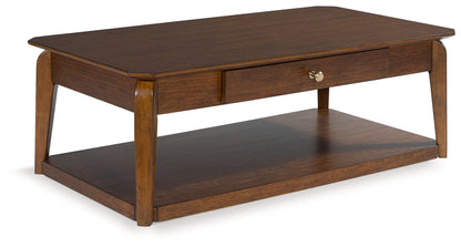 Cape Furniture Outlet - Ashley Furniture - Trenmour Coffee Table - Rectangular Cocktail Table / Medium Brown - T596-1