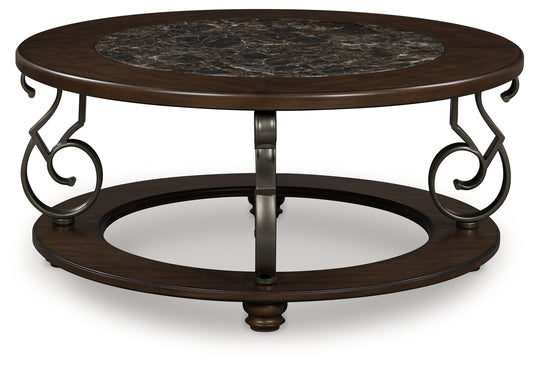 Cape Furniture Outlet - Ashley Furniture - Frallyn Coffee Table - Round Cocktail Table / Dark Brown - T623-8
