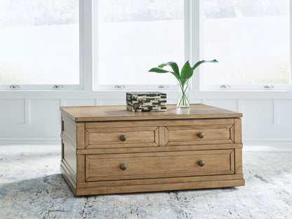 Cape Furniture Outlet - Ashley Furniture - Sharlance Lift-Top Coffee Table - Lift Top Cocktail Table / Light Brown - T655-9