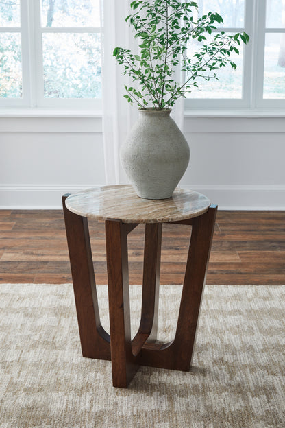 Cape Furniture Outlet - Ashley Furniture - Tanidore End Table - Round End Table / Warm Brown - T667-6