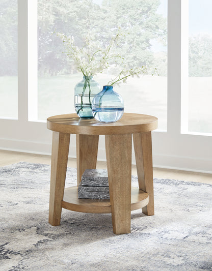 Cape Furniture Outlet - Ashley Furniture - Kristiland End Table - Round End Table / Light Brown - T674-6