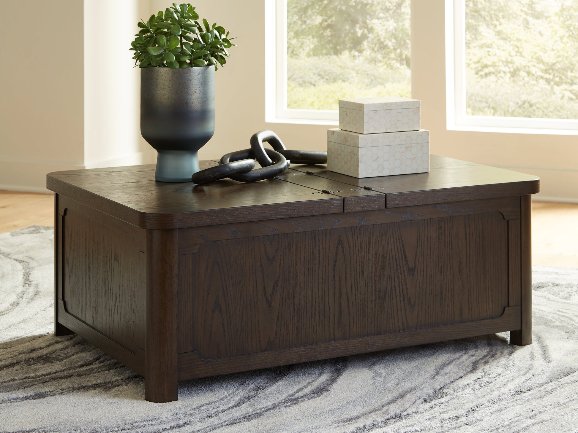 Cape Furniture Outlet - Ashley Furniture - Breckington Coffee Table With Storage - Cocktail Table with Storage / Dark Brown - T678-20