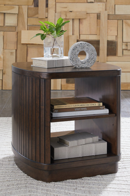Cape Furniture Outlet - Ashley Furniture - Korestone End Table - Square End Table / Dark Brown - T679-2