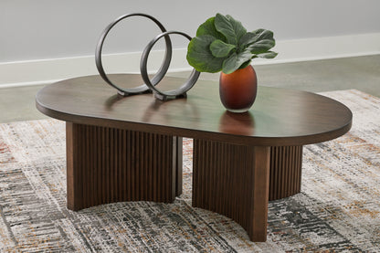 Cape Furniture Outlet - Ashley Furniture - Korestone Coffee Table - Rectangular Cocktail Table / Dark Brown - T438-1