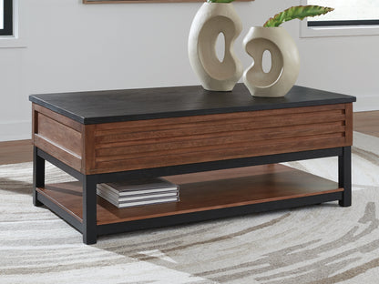 Cape Furniture Outlet - Ashley Furniture - Kallari Lift-Top Coffee Table - Lift Top Cocktail Table / Warm Brown/Black - T737-9