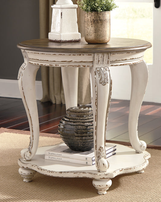 Cape Furniture Outlet - Ashley Furniture - Realyn End Table - Round End Table / White/Brown - T743-6
