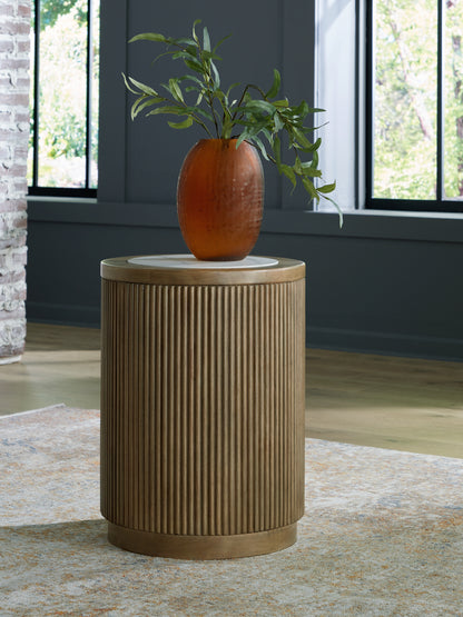 Cape Furniture Outlet - Ashley Furniture - Camdill End Table - Round End Table / Light Brown/White - T808-6