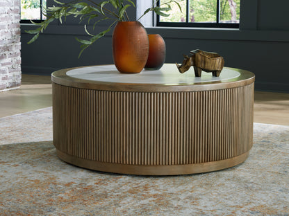 Cape Furniture Outlet - Ashley Furniture - Camdill Coffee Table - Round Cocktail Table / Light Brown/White - T808-8
