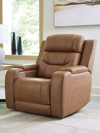 Cape Furniture Outlet - Ashley Furniture - Knightington Living Room - Power Recliner w/Audio Seating / Caramel - PCU1160013A