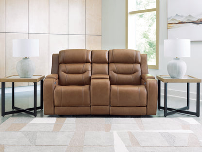 Cape Furniture Outlet - Ashley Furniture - Knightington Living Room - PWR REC Love w/Audio Seating / Caramel - PCU1160018A