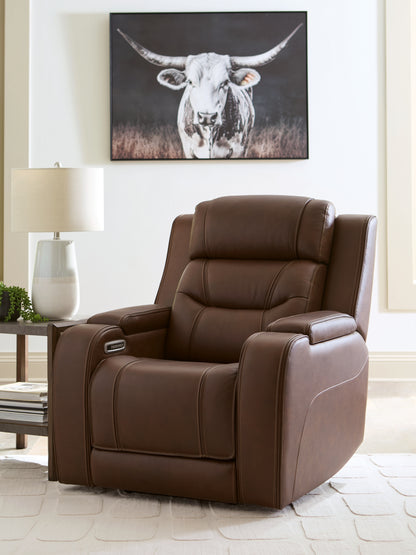 Cape Furniture Outlet - Ashley Furniture - Knightington Living Room - Power Recliner w/Audio Seating / Brown - PCU1160213A