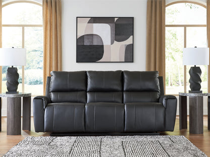 Cape Furniture Outlet - Ashley Furniture - Glossmore Living Room - DBL Rec Loveseat w/Console / Black - PCU1170094