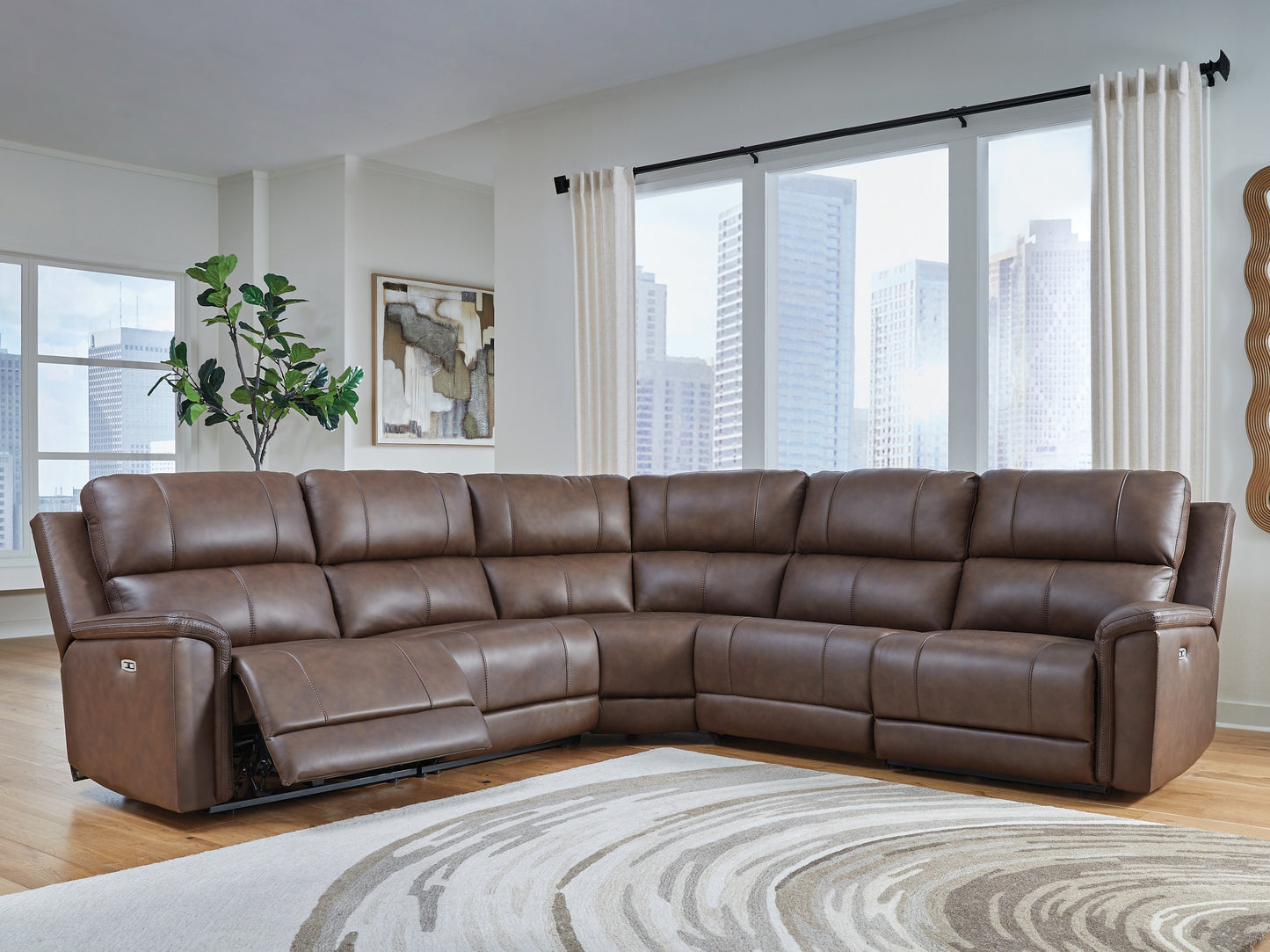 Cape Furniture Outlet - Ashley Furniture - Bleckley Sectional - 5-Piece Power Reclining Sectional / Espresso - PCU12001S4