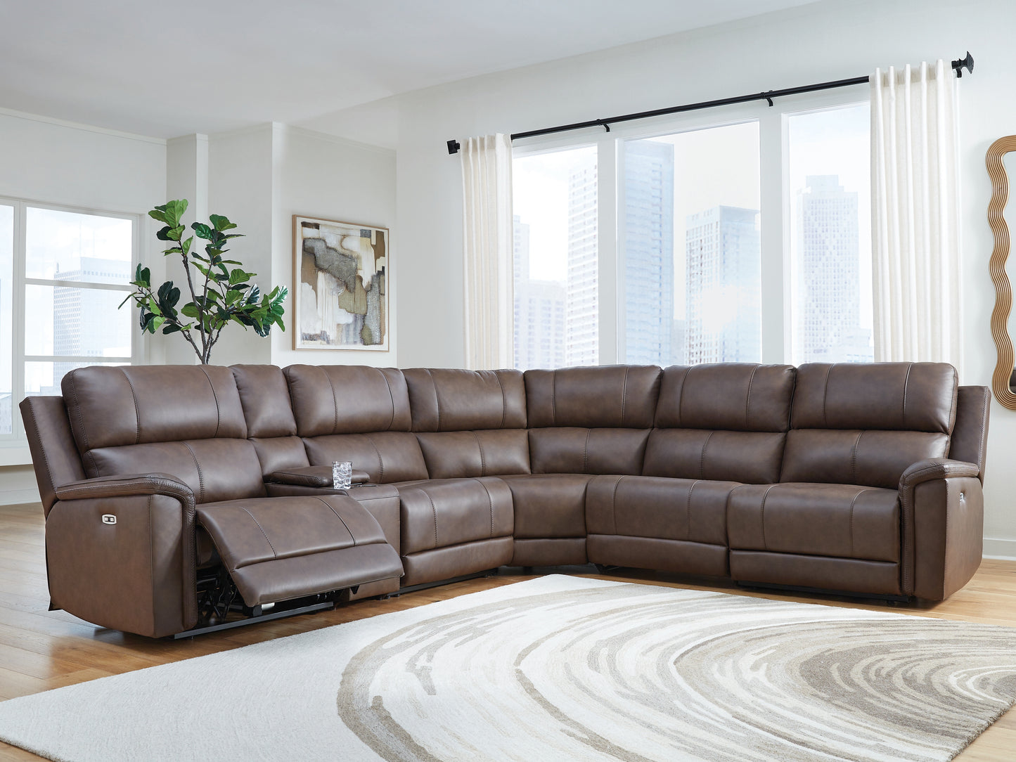 Cape Furniture Outlet - Ashley Furniture - Bleckley Sectional - 6-Piece Power Reclining Sectional / Espresso - PCU12001S5