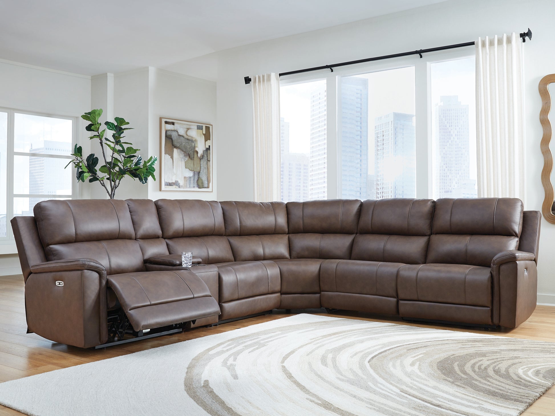 Cape Furniture Outlet - Ashley Furniture - Bleckley Sectional - 6-Piece Power Reclining Sectional / Espresso - PCU12001S5