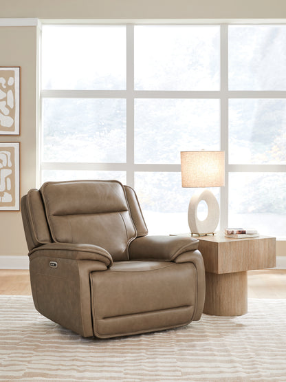 Cape Furniture Outlet - Ashley Furniture - Glencroft Living Room - PWR Recliner/ADJ Headrest / Sahara - PCU1240013