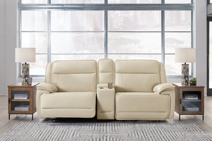 Cape Furniture Outlet - Ashley Furniture - Double Deal Sectional - 3-Piece Power Reclining Loveseat Sectional with Console / Almond - U13001S4