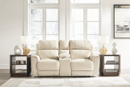 Cape Furniture Outlet - Ashley Furniture - Dahlmoore Living Room - DBL REC PWR Loveseat w/Console / Almond - U1320096