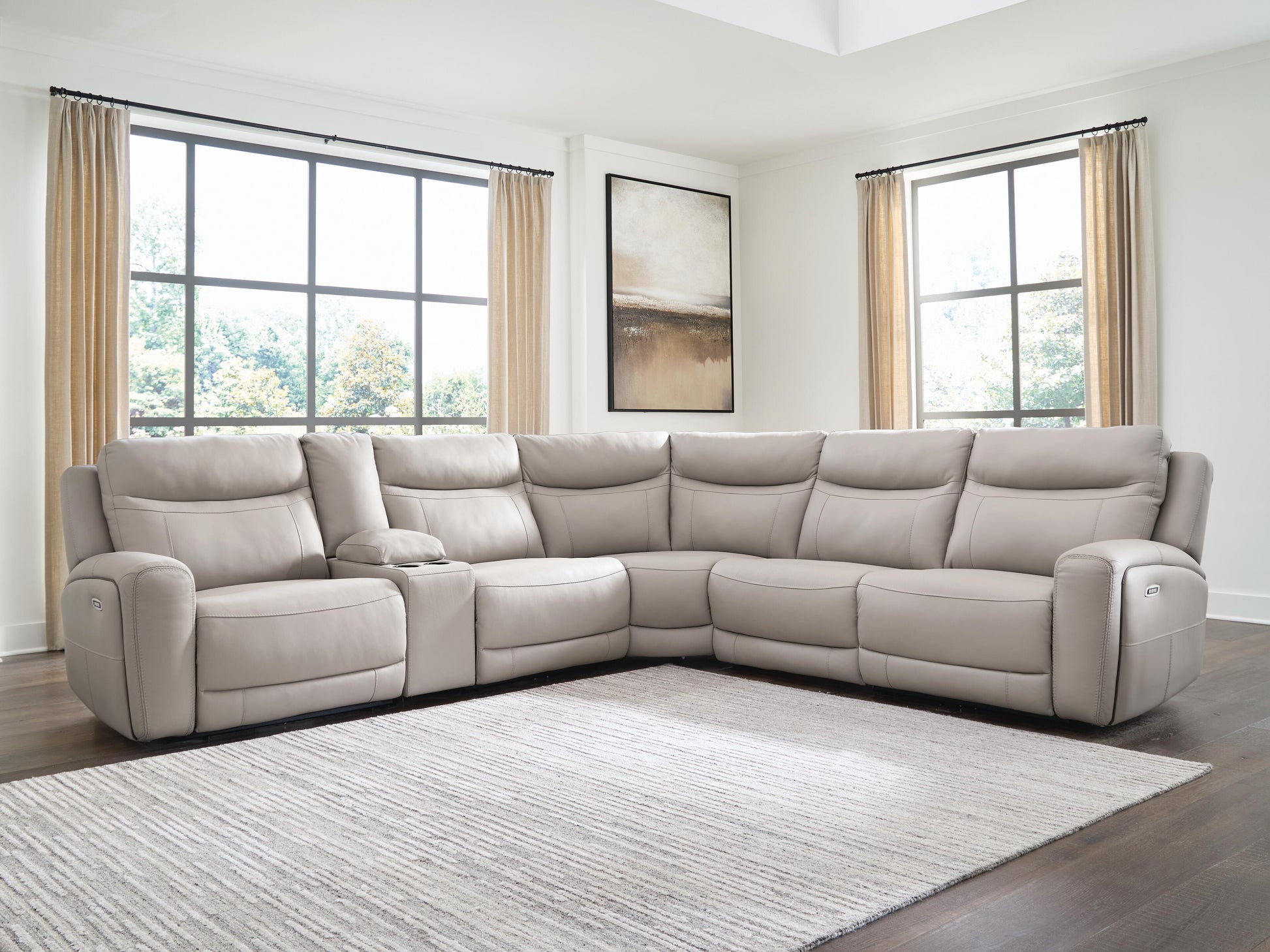 Cape Furniture Outlet - Ashley Furniture - Gravier Sectional - 6-Piece Power Reclining Sectional with Storage Console - U13300S5