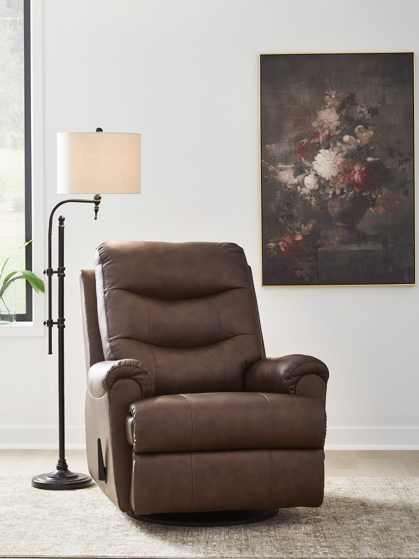 Cape Furniture Outlet - Ashley Furniture - Flynwood Living Room - Swivel Glider Recliner / Espresso - PCU1340061