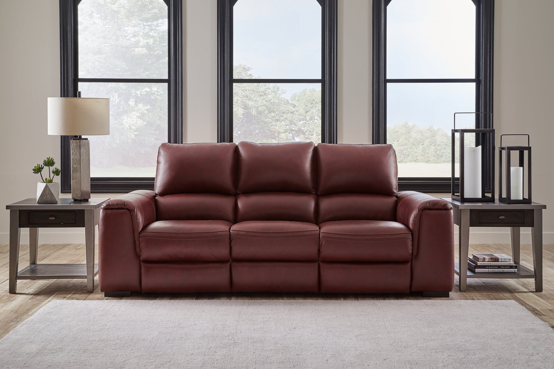 Cape Furniture Outlet - Ashley Furniture - Alessandro Living Room - PWR REC Sofa with ADJ Headrest / Garnet - U2550115