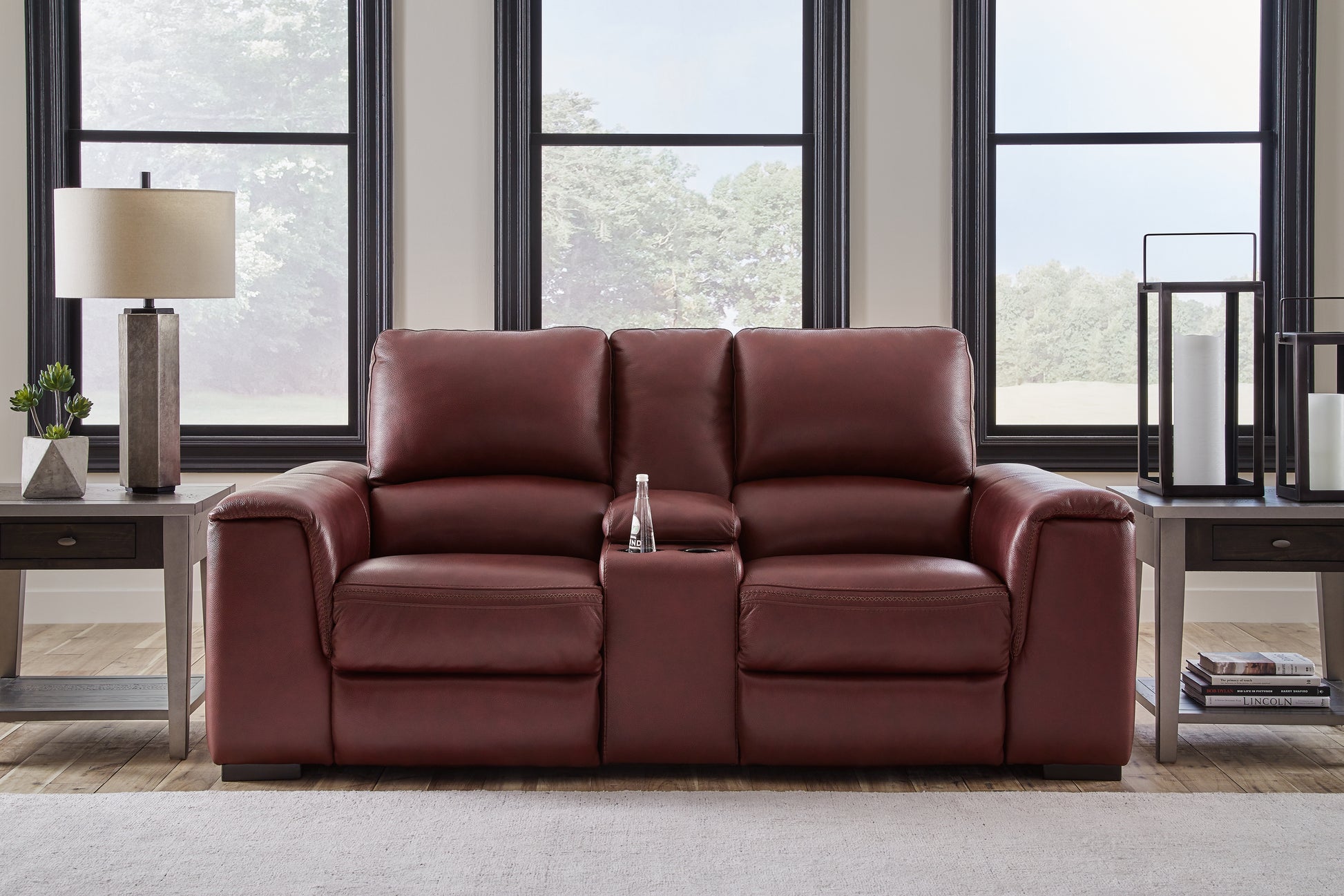 Cape Furniture Outlet - Ashley Furniture - Alessandro Living Room - PWR REC Loveseat/CON/ADJ HDRST / Garnet - U2550118