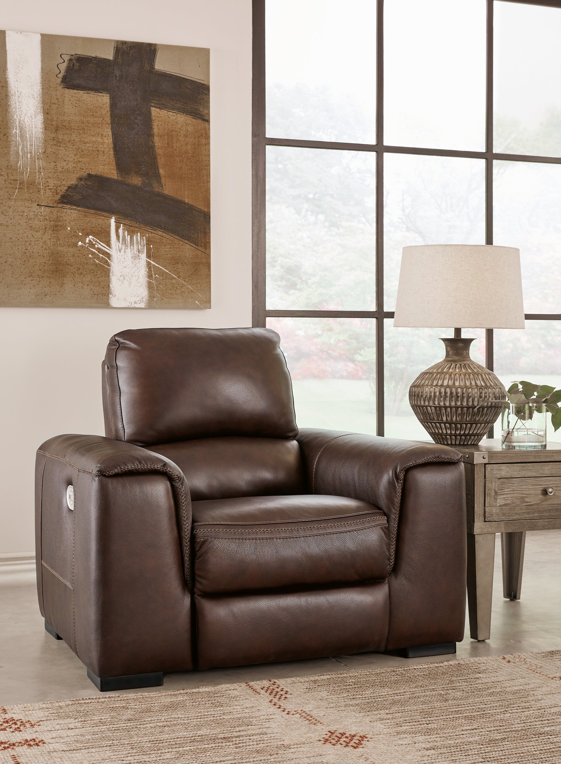 Cape Furniture Outlet - Ashley Furniture - Alessandro Living Room - PWR Recliner/ADJ Headrest / Walnut - U2550213